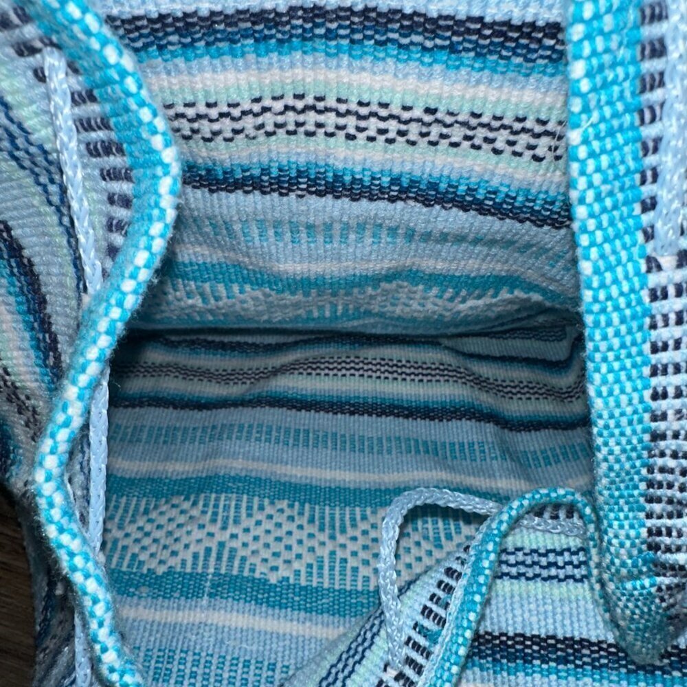Blue woven striped cotton shoulder bag Indian Style backpack - Picture 2 of 10